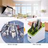 Plastic Cutlery Storage Organizer with Knife Sharper Caddy Tote Bin for Kitchen Cabinet or Pantry Holds Forks Knives Spoons Napkins Indoor or Outdoor