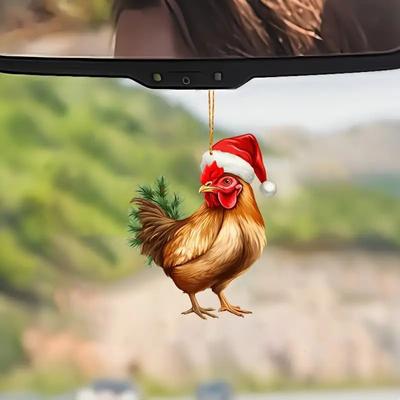 Новый акриловый плоский 2D рождественский креативный кулон в виде животного, курицы, петуха, резной рождественской елки