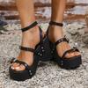 Gothic Punk Chunky Platform Sandals for Women Buckle Strap Wedge Heel Sandals Woman 2025 Summer Thick Bottom Gladiator Shoes