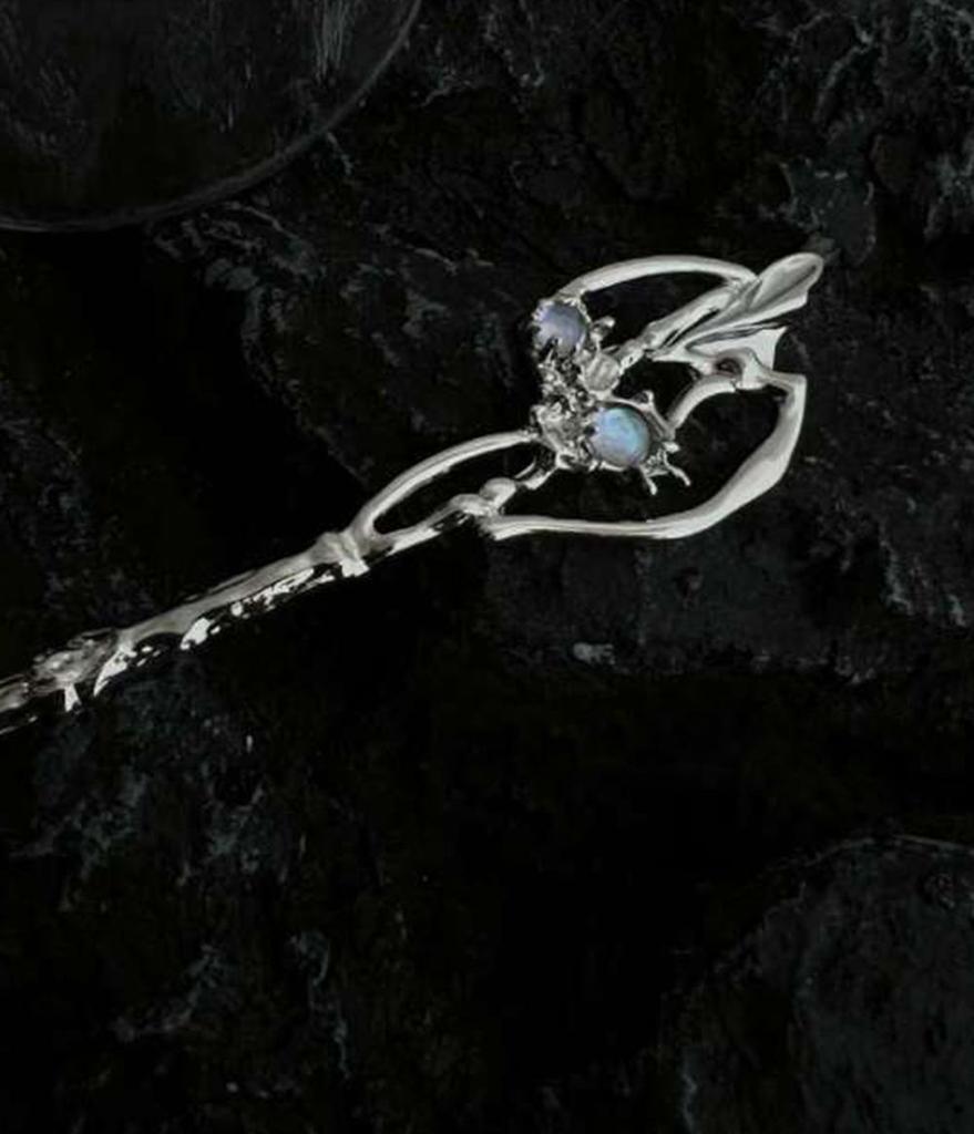 Silver Women Moonstone Zinc Zinc Alloy Women Hairpin Chinese Style Hairpin Hair Accessory Fashion Headwear