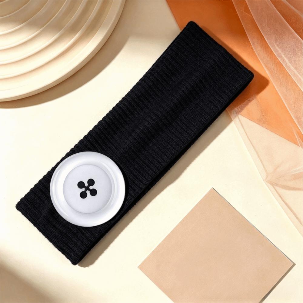 Elastic Button Headband Ribbed Knit Knit Turban Band New Head Wrap Daily Wear