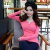 Autumn and Winter Women's Button Thread Long-sleeved T-shirt for Women Slim Base Shirt Slim Top for Women Autumn