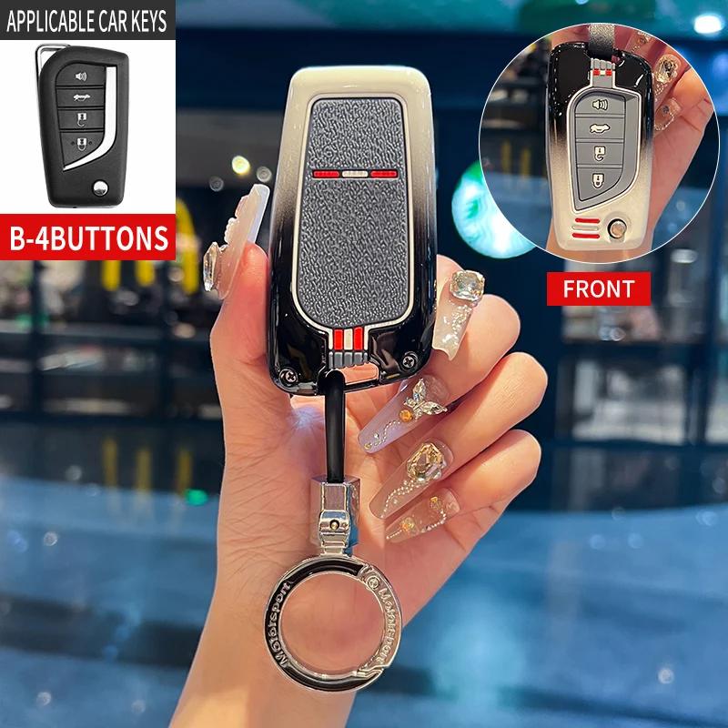 VCA2 Car Key Case For Toyota Prius Camry Corolla C-HR CHR RAV4 Prado Izoa Levin Avalon 2018 -2024 Car Shell Cover Alloy silica gel