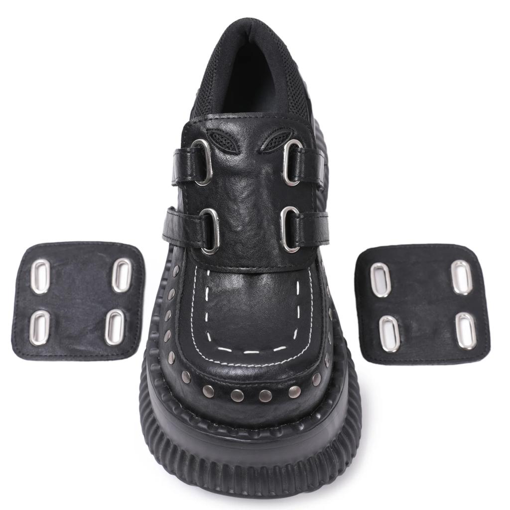 Модные металлические декоративные цепочки, круглый носок, толстая подошва, платформа, массивные каблуки, женские туфли-лодочки на липучке, модная панк-готика, западный стиль, уличная обувь