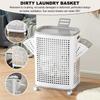 Bathroom Organizer Hollow Out Laundry Basket with Wheels Laundry Hamper Large Capacity Dirty Clothes Basket