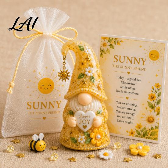 Gnome Ornament Emotional Support Figure with Card And Encouragement Gift for Her Gauze Bag Positive Energy Women Decor