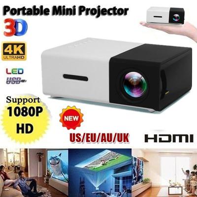 Мини-видеопроектор HD 1080P. Светодиодный проектор для домашнего кинотеатра поддерживает смартфоны, ноутбуки и AV, USB, SD-карты, интерфейсы HDMI для домашних развлечений.