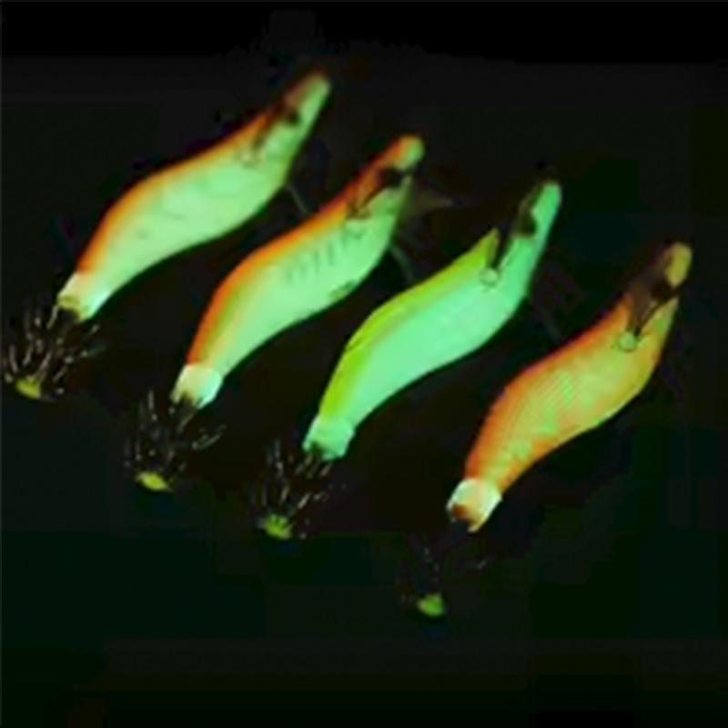 4 шт. рыболовные приманки, обернутые приманки из креветки, 3D глаза, осьминог, светящиеся креветки, деревянные приманки, кальмар, джиг, рыболовные крючки, 8,5 см, крючки-рукава для джига