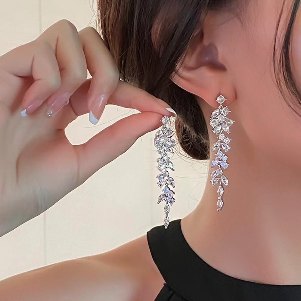 Серьги-кисточки из жемчуга премиум-класса Silver Needle Celebrity, элегантные, модные, с темпераментом, серьги из легкой роскоши с блестящими бриллиантами, длинные серьги для женщин