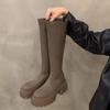 Fashion Women's Fashion Thick Heel Shoes Autumn New Round Head Sleeve Bottom Anti-slip Wear-resistant High Boots