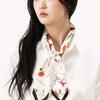 ONSZ White Floral Silk Twilly Scarf