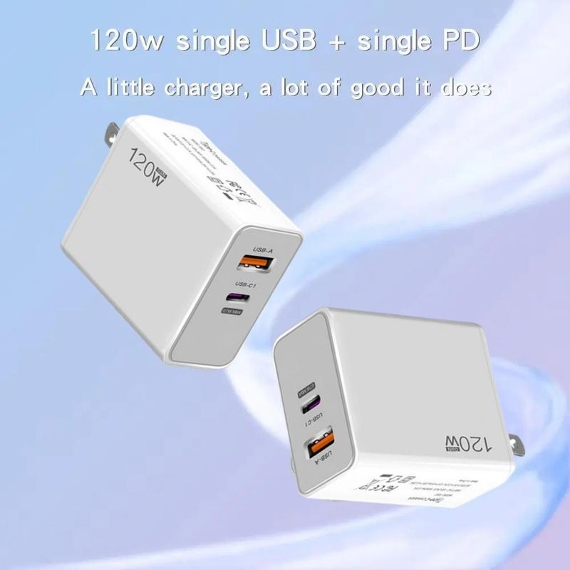 120W USB Fast Charger With Type C Cable Fast Charging Adapter For iPhone PD Cell Phones Quick Charger