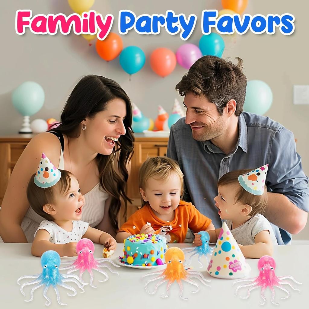 Squishy Octopus Stress Balls for Kids & Adults - Sensory Fidget Toys, Classroom Prizes, Party Favors, Stress Relief Toy