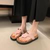 Foreign Trade Thick-soled Cool Slippers Women's 2025 New Metal Lock Flip-flop Toe Drag Summer Wear Beach Sandals Women