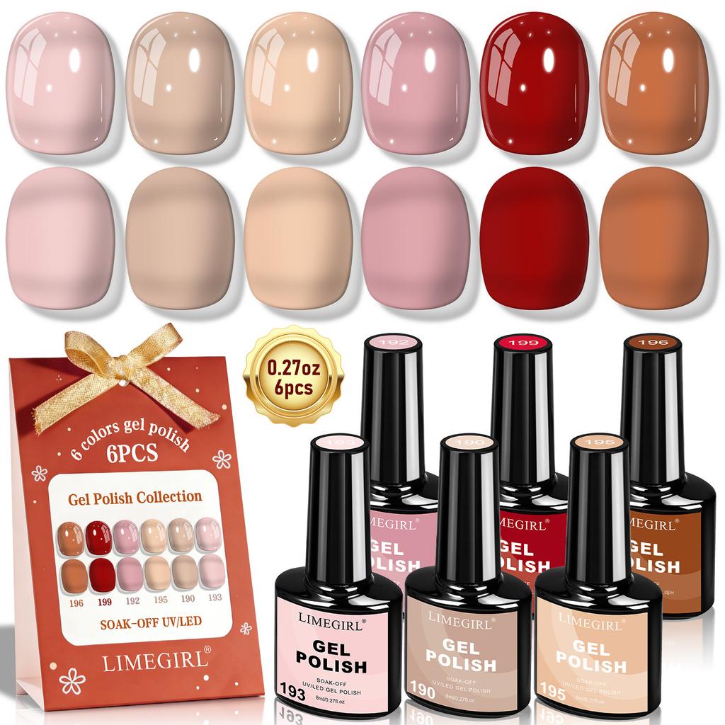 Pastel Gel Nail Polish Set 6 Colors Spring Summer Dopamine Jelly Nail Gel Low Odor Long Lasting UV/LED Cure