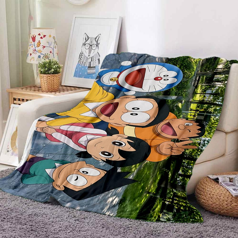 1Pc Doraemon Friends Adventure Flannel Blanket, Soft And Comfortable, Casual Warm, Camping Travel, Christmas, Halloween Xmas Gift S128