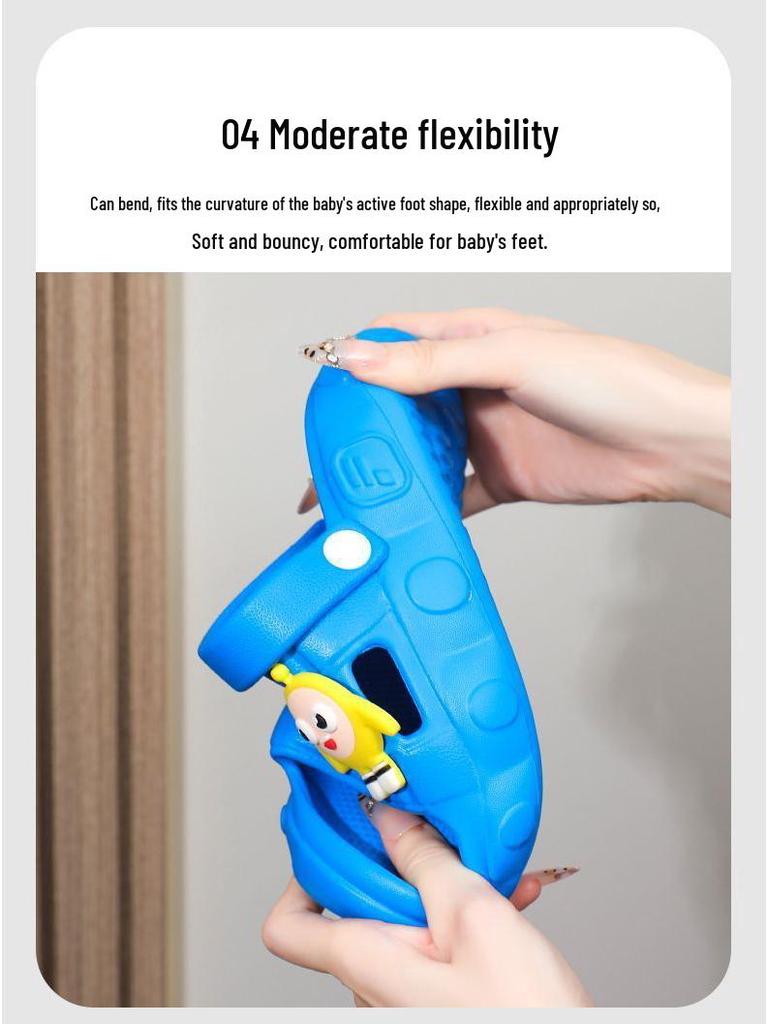 Детские Мультяшные Летние Сандалии: Нескользящая, Мягкая, Двусторонняя пляжная обувь для малышей (мальчиков).