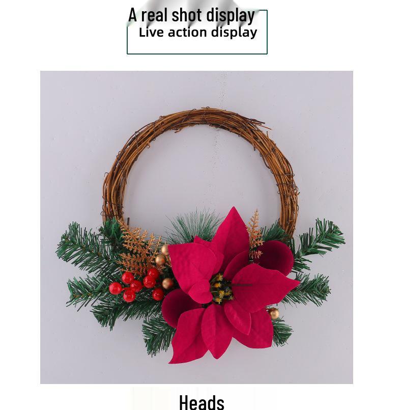Half Circle Poinsettia Christmas Wreath Door & Window Decoration