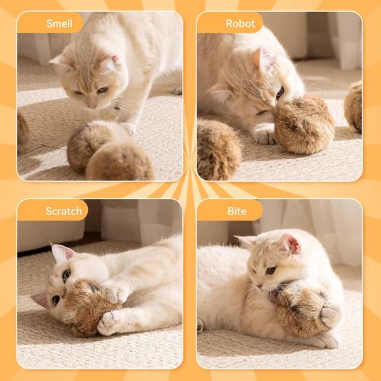 Пушистый Шарик Кошачья Игрушка Мягкий Пушистый Шарик из Кроличьего Меха Моющийся Веселый Мячик для Кошек Стимулирует Охотничий Инстинкт Игрушка-Пиналка для Домашних Кошек Тренировка