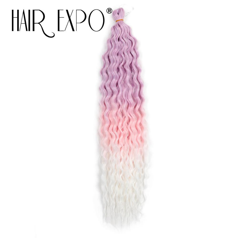 Ariel Curl Hair Water Wave Twist Crochet Hair Synthetic Braid Hair Ombre Blonde Pink 22 Inch Deep Wave Braiding Hair Extensions