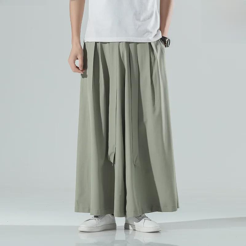 Men's Retro Chinese Style Wide-Leg Lantern Pants - Plus Size & Loose Fit