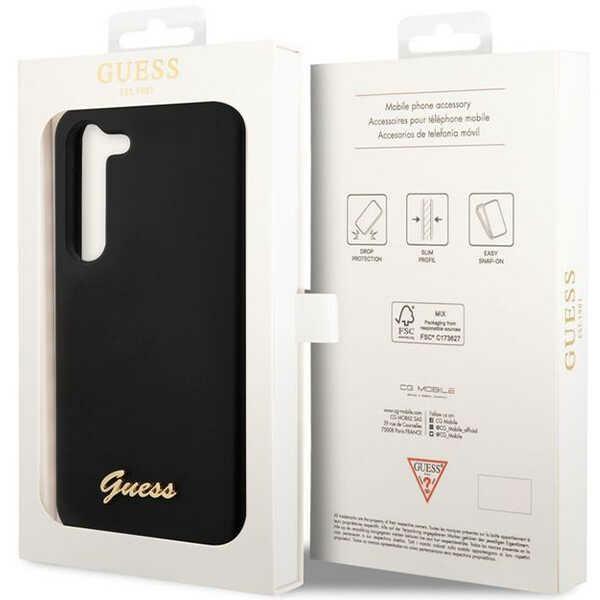 Guess Guhcs23Sslsmk S23 S911Czarny/Black Hardcase Silicone Vintage Gold Logo