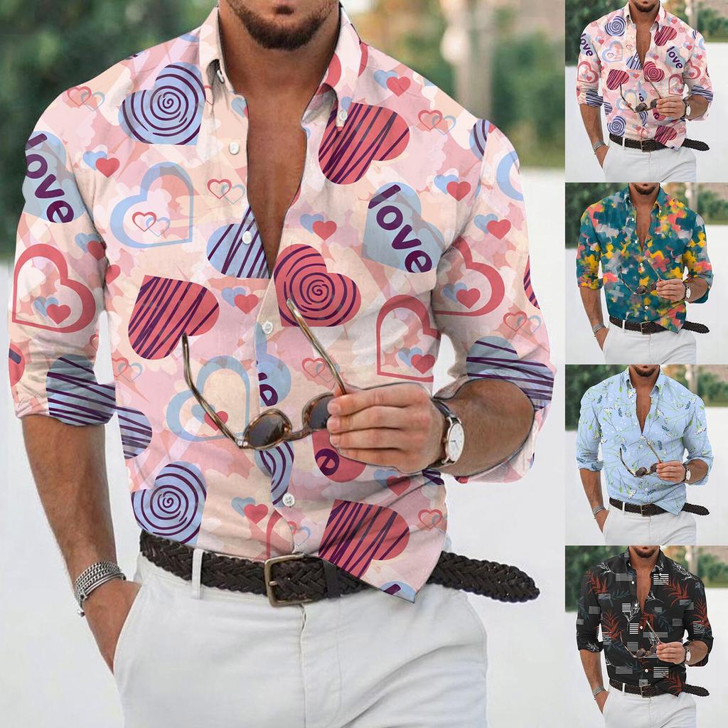 Дизайнерская весна-лето мужская повседневная 3D-хэллоуинская печать Гавайская рубашка Блузка Рубашки с длинным рукавом