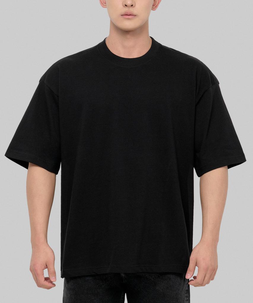 SHAKA WEAR 9.0Oz Garment-Dye Designer Oversized T-Shirt_Black
