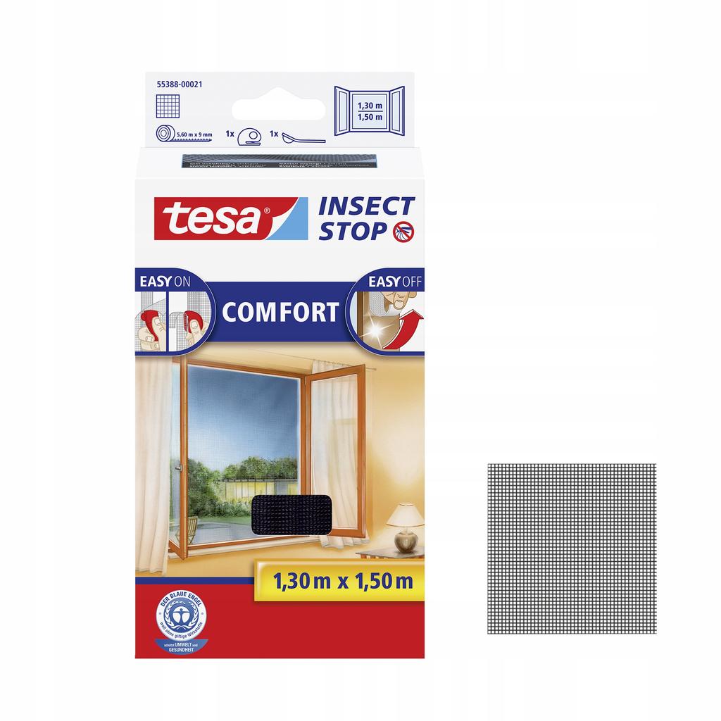 Tesa Mosquito Net Window Mesh Hook and Loop Tape White 1.3x1.5m X3