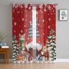 Dwarf Snowflake Christmas Tree Gift Cat Squirrel Red Sheer Curtains Room Decoration Window Curtains Kitchen Tulle Voile Curtains