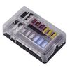12 Volt Marine Boat Fuse Block, Waterproof 12 Way with 12 Ground Negative Busbar [100 Amp Max] [ATC/ATO Fuses] [LED Indicator] for Car RV Truck Etc.