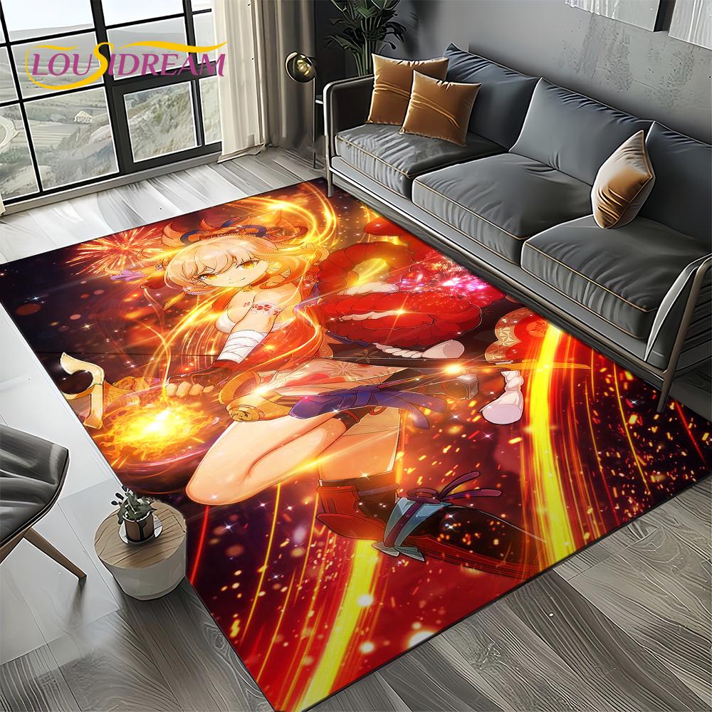 2025 Новый Мультяшный Персонаж Genshin Impact Одиночная Игра Ковер Коврик для Гостиной Спальни Дома Декор Дивана, Нескользящий Напольный Коврик