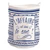 [Q1943] - Cotton Laundry Basket 'Messages' Blue Beige (the Deal Is In the Bag!) - 50x40 Cm