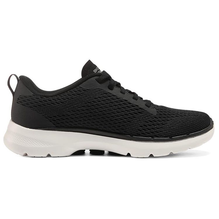 Skechers Go Walk 6 Легкие Дышащие Низкие Повседневные Беговые Кроссовки Женские Кроссовки Черный Белый 124512-BKW