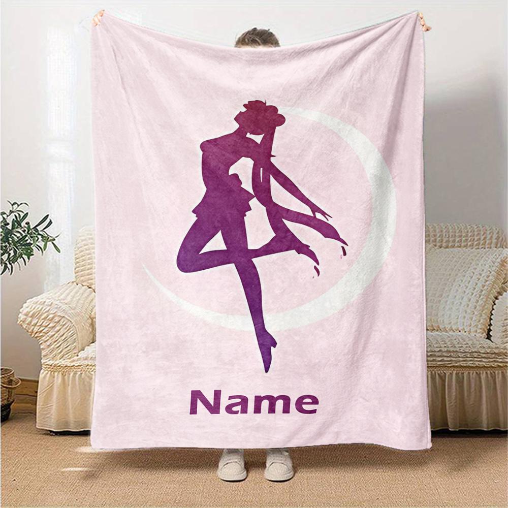 Custom Name Sailor Moon Theme Printed Blanket - Perfect for Couch, Bed, Travel & Outdoor Use | Machine Washable, Cozy & Durable.