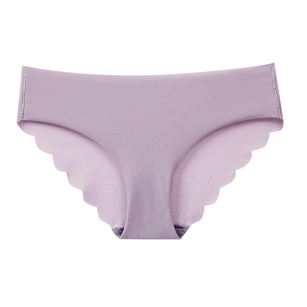Ladies Sexy Solid Color Ice Silk Seamless Wave Low-rise Panties