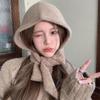 Korean Style Balaclava Skullies Caps Soft Scarf Hat Vintage Coldproof Hooded Caps  Women