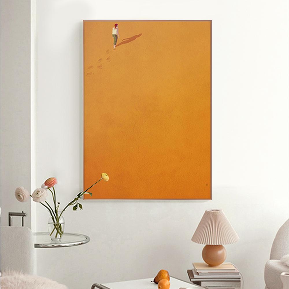 Abstract Creative Alone Girl Wall Art Poster Prints Minimalist Colorful Style Canvas Painting Picture for Living Room Home De