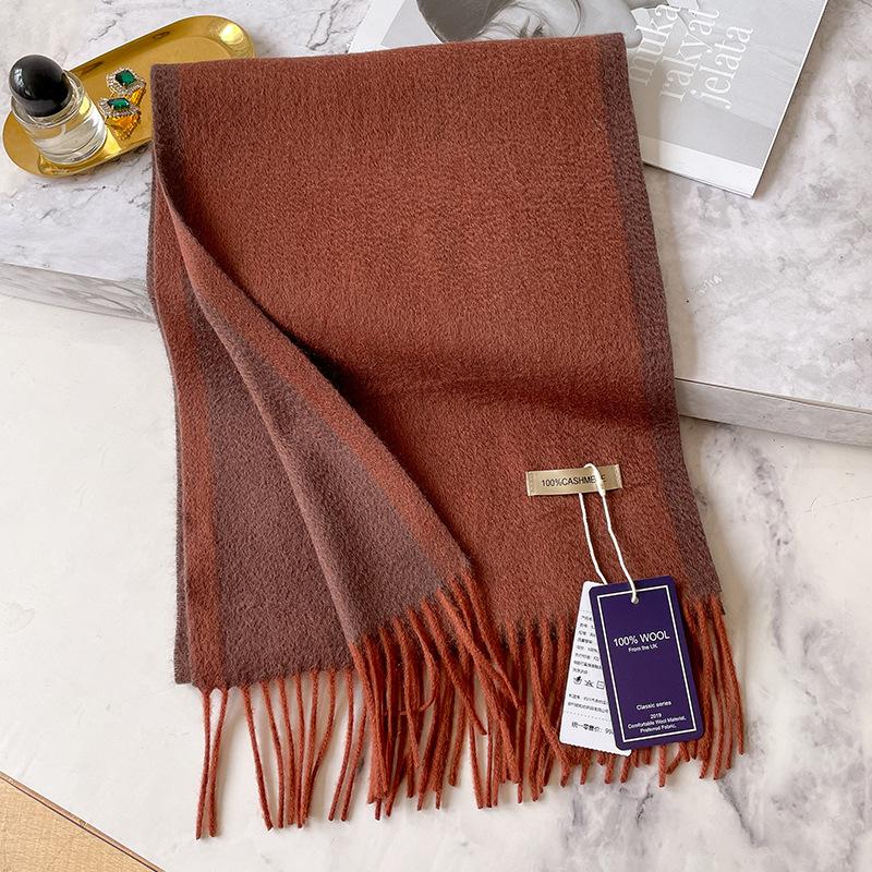 Color Solid Color Matching Scarf Women's Winter New High-end Cashmere Mother Scarf Gift