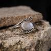 Серебряное кольцо S925 стерлинговое серебро, натуральный лунный камень, цвет Баотай, женское, модное, с характером, трендовое, открытое кольцо
