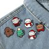 6 Pcs Christmas Series Brooch Cute Santa Claus Elk Christmas Tree Enamel Pin Metal Badge Backpack Clothing Jewelry Holiday Gift