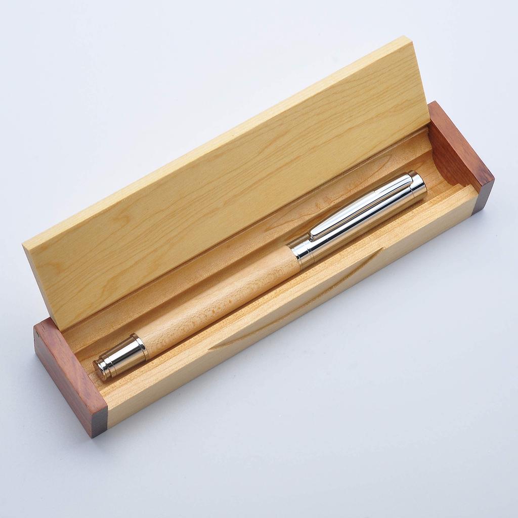 LACHIEVA LUX Luxury Writing Instrument Natural Wood Nib Ballpoint Pen Gift Set Gift Maple, German-Made Water-Based