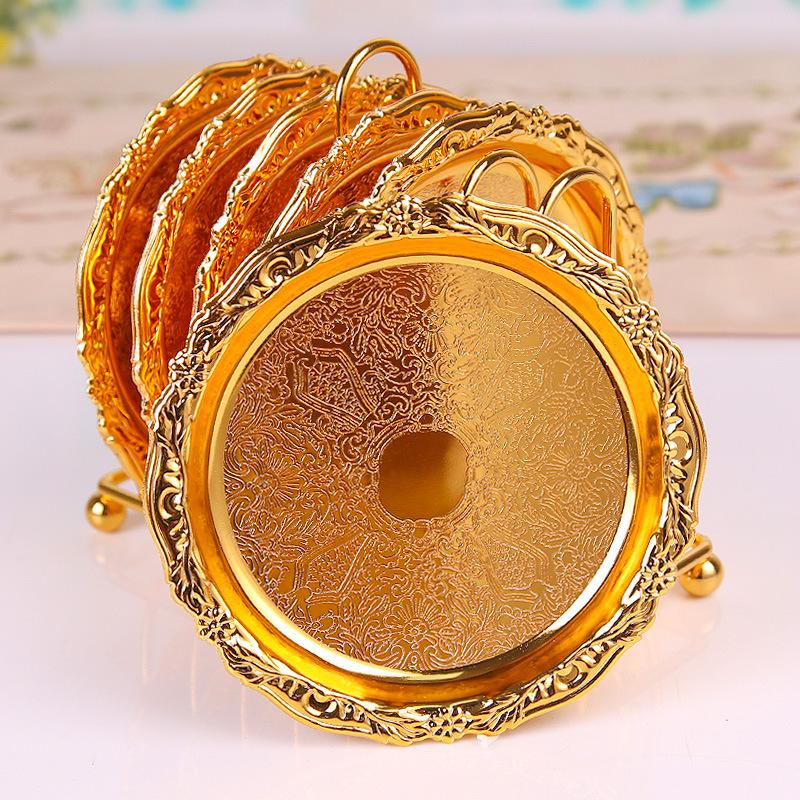 Европейский ретро посеребренный позолоченный металлический подстаканник теплоизоляционная подставка узор креативный японский чайный коврик тарелка для закусок мозаичная тарелка