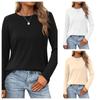 Autumn New Women's Long Sleeve Solid Color T-shirt With Round Neck Loose Shirt Casual Pullover