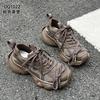 Кожаные кроссовки на платформе в стиле "dad shoes" осенне-зимние новинки на шнуровке, велюровые, модные, повседневные, спортивные