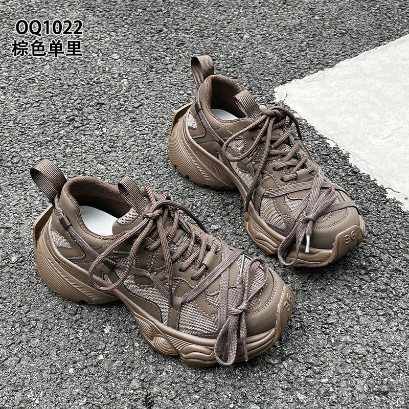 Кожаные кроссовки на платформе в стиле "dad shoes" осенне-зимние новинки на шнуровке, велюровые, модные, повседневные, спортивные