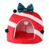 Christmas Pet Theme Cat Dog Bed Puppy Kitten Cozy Sleeping Nest Plush Cave House