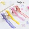 200PCS Adhesive Stylish Decorative Flower Petals Tape Masking Tape Sticky Paper Scrapbooking