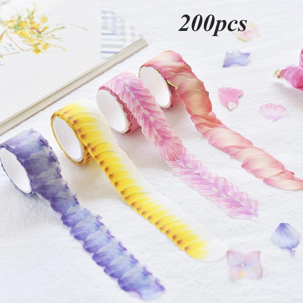 200PCS Adhesive Stylish Decorative Flower Petals Tape Masking Tape Sticky Paper Scrapbooking