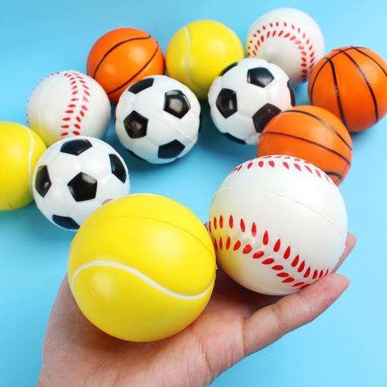 6Pcs Mini Sports Stress Ball Anxiety Relief Small Foam Football Baseball Basketball Tennis Soccer Kids Elastic Ball Fidget Sensory Toy
